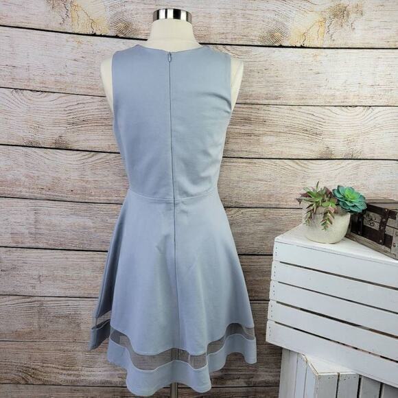 Lulus Sheer Determination Light Gray Mesh Skater Dress Size Medium - Picture 4 of 9